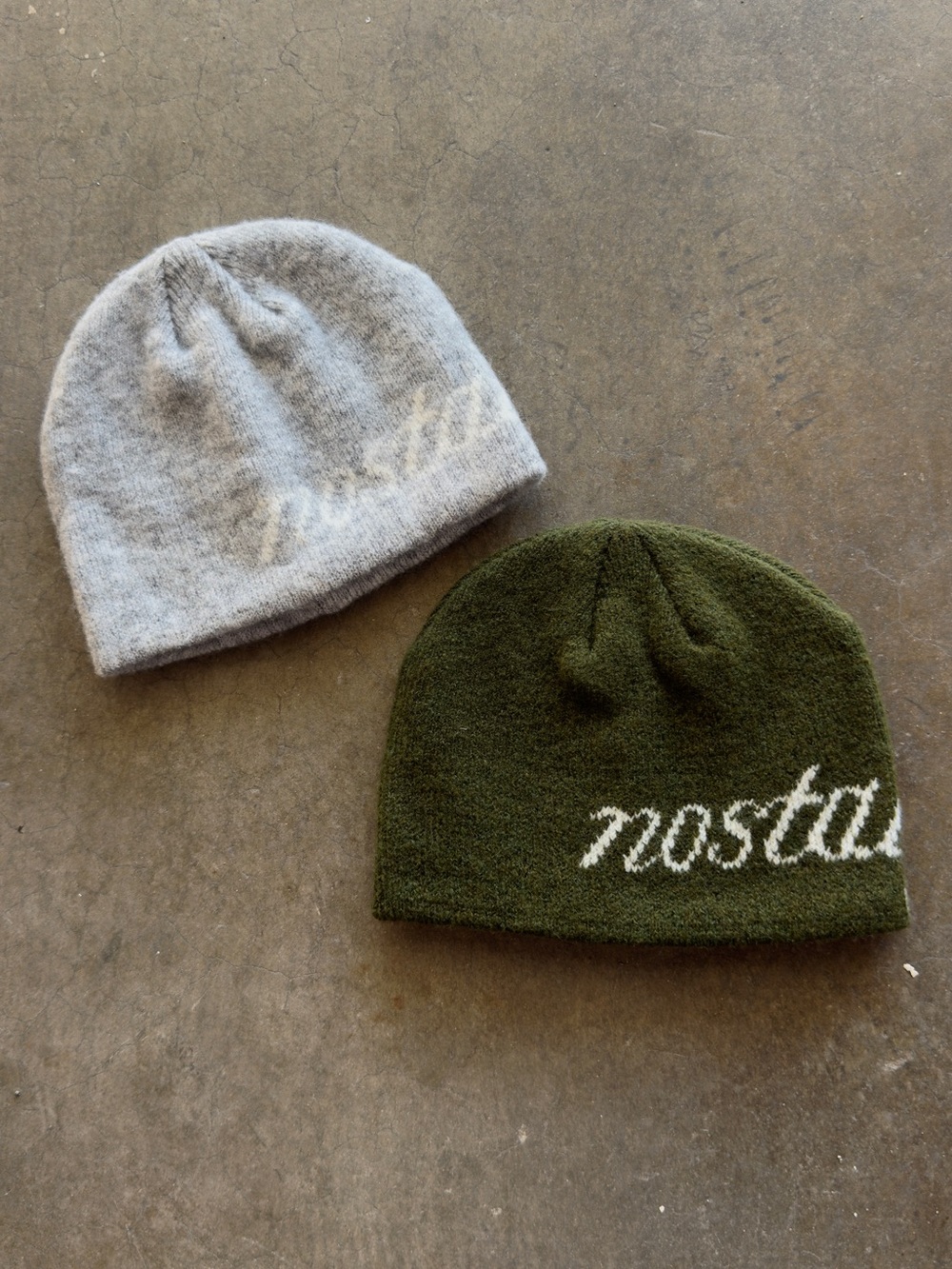 nostalgia Knit Beanie - Olive Green and Light Gray